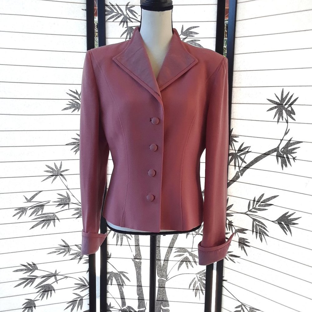 Vintage 1970s Lilli Ann Pink Wool Button Down Tailored Suit Jacket